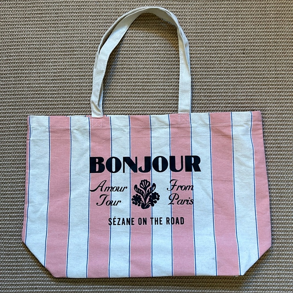 Sezane Pink Stripe Tote